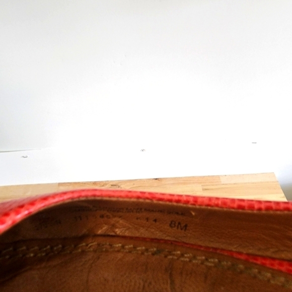 TORY BURCH ORANGE/MELON MINI MILLER LIZARD PRINT LEATHER FLATS SIZE 8 - Picture 5 of 6